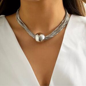 Silver Vintage Ball Choker Necklace